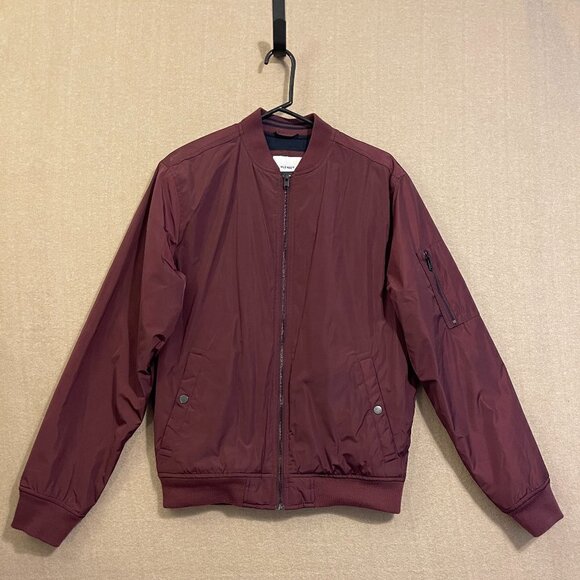 Old Navy Coat Men's Medium Burgundy Pockets Zipper - Picture 1 of 11